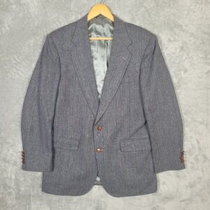 Woolrich Blazer Mens 41L Gray Herringbone Wool Sport Coat Jacket Outdoor Classic
